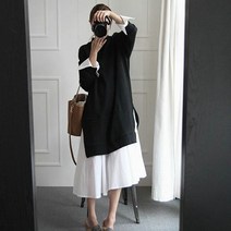 페이크 투피스 레이어드 롱 임산부 원피스