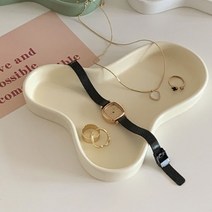 단델리온 장식 트레이 물결 액세서리 보관함, 베이지