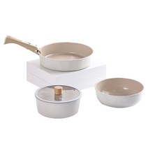 키친아리수 시그니처 멀티핸들 5종 세트, 베이지, 냄비 18cm + 궁중팬 22cm + 후라이팬 24cm + 유리뚜껑 18cm + 멀티핸들