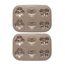 이홈베이킹 나비 벌 하트 미니 오븐팬 6구, 2개