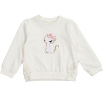 프렌치캣 여아용 WH 옆선 프릴 맨투맨