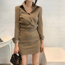 비비에모 심플 카라 셔츠 미니 원피스 01682