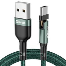 위드웍스 180도 회전 USB 3A 고속 충전케이블, 그린, 3m