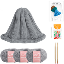 야나 퍼지 롤롤 비니 DIY키트 세트, 02 블루그레이멜란지, 1세트