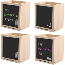 라이프스윗 다용도 원목 칠판 수납함 메모판 연필 꽂이, 랜덤발송(그림), 4개