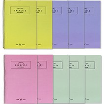 유니온 1000 무선 스프링 연습장 연두 2p + 핑크 2p + 연보라 3p + 연하늘 3p 세트, 혼합색상, 1세트