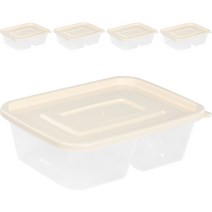반듯사각 밀폐용기 1.2 3칸 뚜껑 아이보리, 단품, 5개