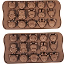 동물원 실리콘몰드 미니 15구, 브라운, 2개
