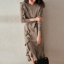 루나걸 로멘 프릴 니트 원피스