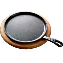 라바 인덕션 무쇠 주물 프라이팬 + 나무받침대 세트, 지름 20.7cm, 1세트