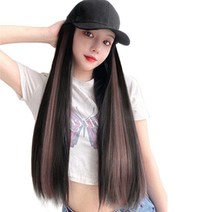하이유니 스트레이트 펌 헤어 모자가발 50cm, 블랙+애쉬퍼플, 1개