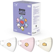 어린숨엣지 라인프렌즈 BT21 아트심볼 새부리형 컬러마스크 대형 SHOOKY 미니니 3종 x 10p 세트, 화이트, 라이트핑크, 아이보리, 1세트