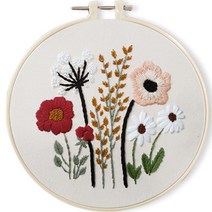 위즈앤위즈 누구나 DIY 프랑스자수 패키지 20cm, 1세트, 들꽃 01