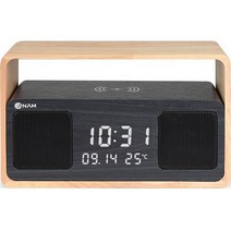 아남전자 고속 무선충전 블루투스스피커 우드시계 R126, 블랙 우드