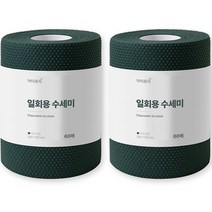 닥터퓨리 일회용 수세미 소형 60p, 다크그린, 2개