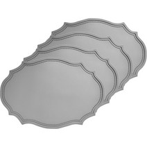 YULARA 헤리티지 북유럽 방수 테이블 매트 4p, 그레이, 43 x 30 cm