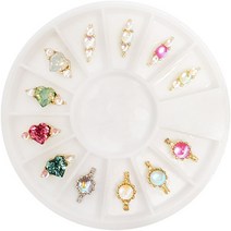 반지 네일 파츠 세트 KN-P1043, 1세트, 골드, 실버(프레임)