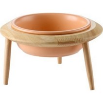 펫트너스 반려동물 UFO 세라믹 원목 식기 중형, 핑크, 1개