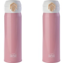 상상앤드 비비드 2중 진공 원터치 보온병 2p, 500ml, 핑크
