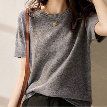 여성용 MA 소프트 캐주얼 반팔 니트티