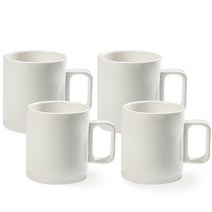 시라쿠스 뉴욕 백지 일자 머그컵 300ml, 화이트, 4개