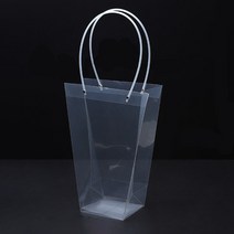 미화부장 PVC 비닐 꽃다발 화분 식물 선물 케이크 포장 투명 긴 대형 쇼핑백, 02 사다리꼴 중, 2개