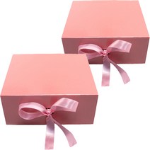 마켓감성 부티크 리본 선물상자, 핑크, 2개