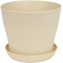 래이킨 플라스틱 꽃 화분 XXL + 받침대 세트, 베이지