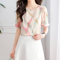 페이퍼먼츠 쉬폰 라운드 그라데이션 블라우스 04636