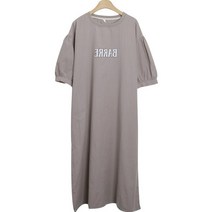 마모르 영문 레터링 라운드넥 반팔 단추 롱 원피스 cpops8807k34