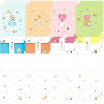 프롬앤투 꽁냥꽁냥 프렌즈 편지지 4종 x 48p + 편지봉투 x 24p 세트 FL113, 혼합색상, 3세트