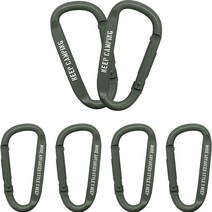KEEP 캠핑 푸쉬형 버클 알루미늄 D형 카라비너 6p, 카키