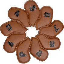 피스탑 골프 컬러 아이언 커버 9종 세트, 브라운