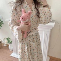 앞날창창 여리여리한 잠옷 샤워가운 L, 꽃, 1개