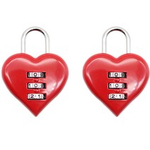 트래블큐브 러블리 하트 3다이얼 자물쇠 레드, 2개