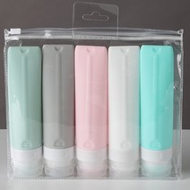 여행용 실리콘 튜브 공병 80ml x 5종 세트, 혼합색상, 1세트