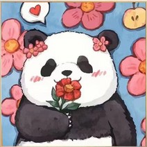 더웨일 DIY 유화 명화그리기 판다 20 x 20 cm, 꽃 판다