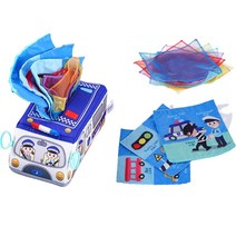 Jollybaby 아동용 매직티슈박스 촉감발달 장난감 세트, 4. 경찰차 매직티슈박스, 4 경찰차 매직티슈박스