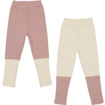 레인보우키즈 아동용 쿠키 골지 배색 레깅스 2종 세트