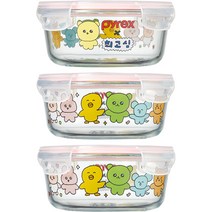 파이렉스 최고심 4면 원형 밀폐용기 3p 세트 650ml, 1세트