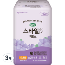 디펜드 여성용 스타일 참숯 패드 중용량, 24개입, 3개