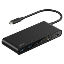 벨킨 connect 유니버셜 USB C 8in1 2.5Gbps 이더넷 10Gbps 4K 60Hz HDMI 100W PD 멀티 허브 INC024fqBK, 블랙, 1개