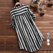 안다로미 롱셔츠 스트라이프 미디 원피스