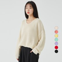 캐럿 여성용 브이넥 롱 스웨터