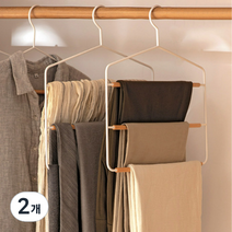 라라미즈 3단 원목 바지걸이 B01, 화이트우드, 2개