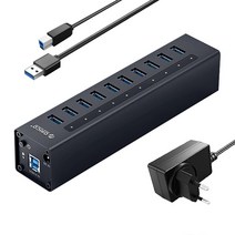 오리코 USB3.0 10포트 유전원 허브 A3H10, 블랙, 1개