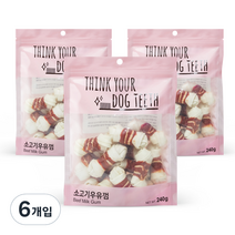 더주스 Think your dog teeth 딩고 소가죽 강아지 껌 소 15p, 소고기맛, 6개입