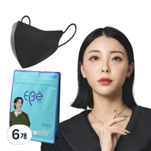 이비에 더세로 새부리형 컬러 마스크 중형 KF80, 30개입, 6개, 블랙