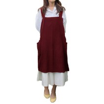 린넨 심플 롱 앞치마 XXXL, 와인, 1개