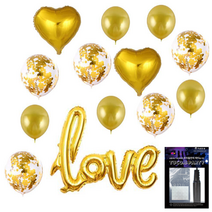 투코비 러브 장식 풍선 + 손펌프 + 고정테이프 세트, 하트 스팽글 가랜드 골드, 1세트